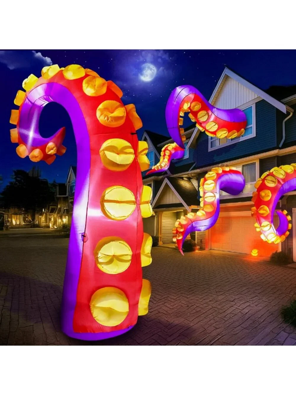 Inflatable Halloween Octopus Tentacles Yard Decoration with LED Lights - Outdoor